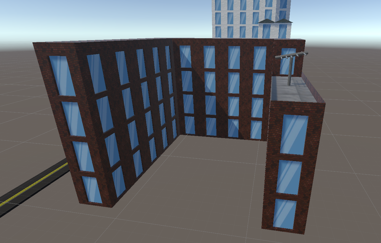 Procedural Building Generator — Brown brick flat-roof building