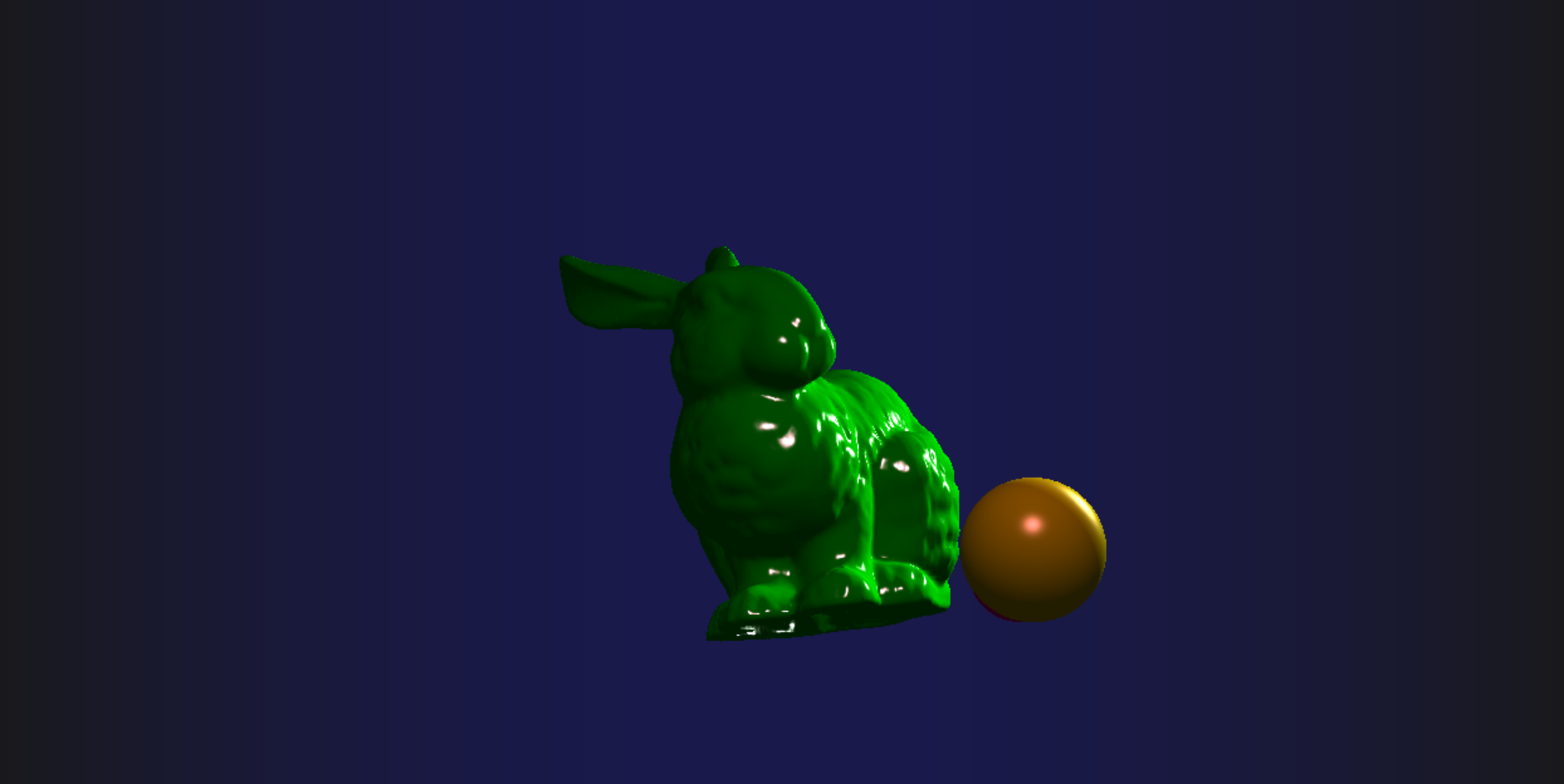 CS3451 — Phong shading: Stanford bunny with single light, gold sphere