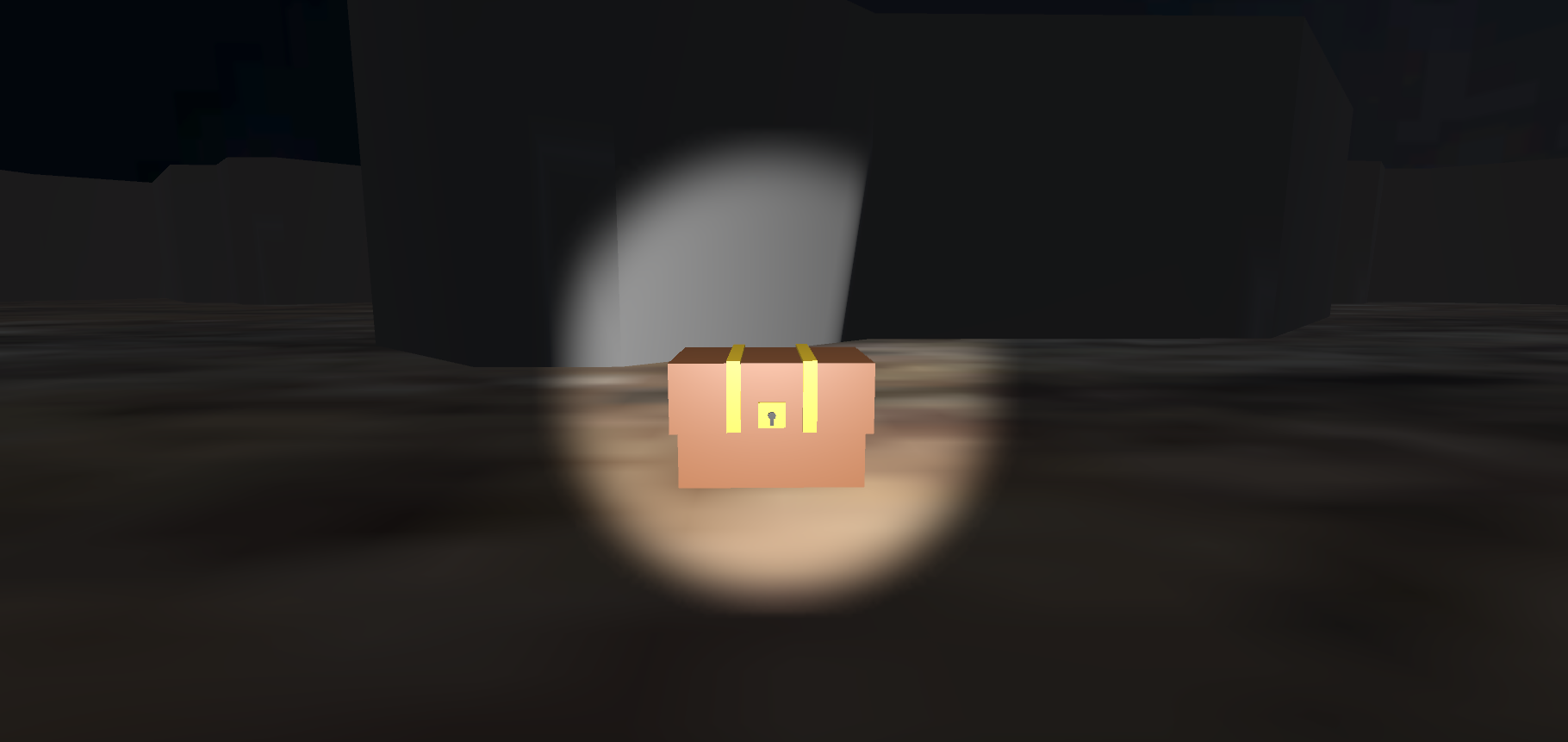 Procedural Dungeon Generator — Treasure Chest discovered by flashlight