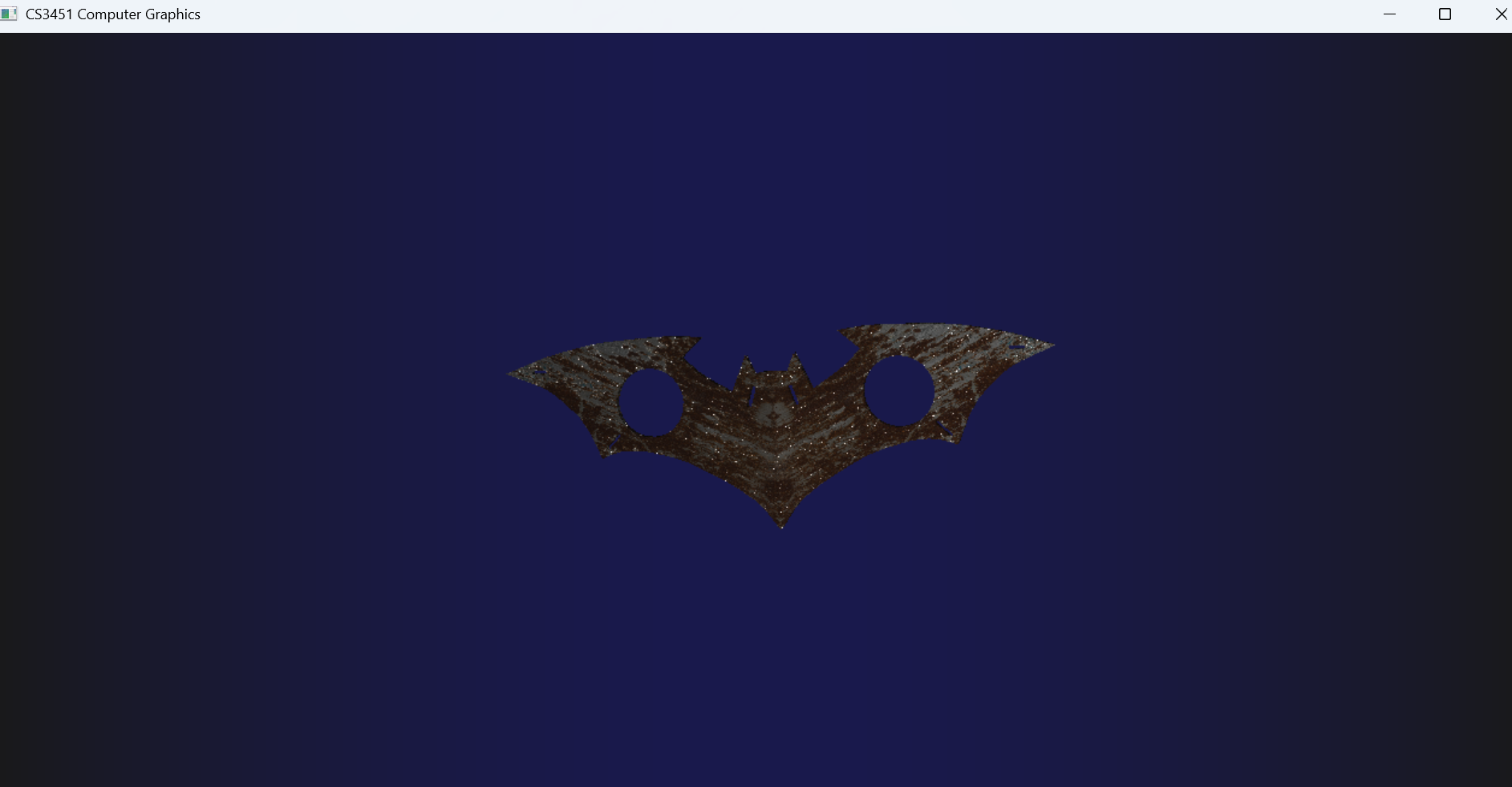 CS3451 — Textures: Custom Batman logo shape with wood/rock texture