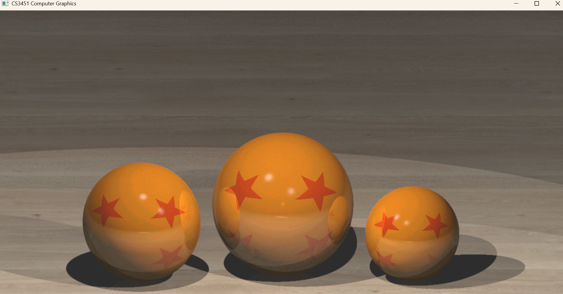 CS3451 — Ray Tracing: Dragon Ball Z spheres with shadows and textures