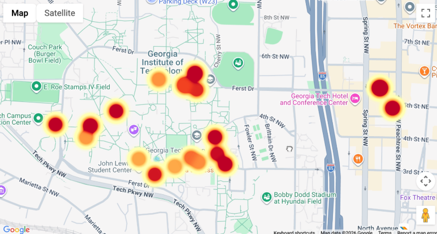 GT WiFi Watch — Live heatmap of Georgia Tech campus WiFi speeds