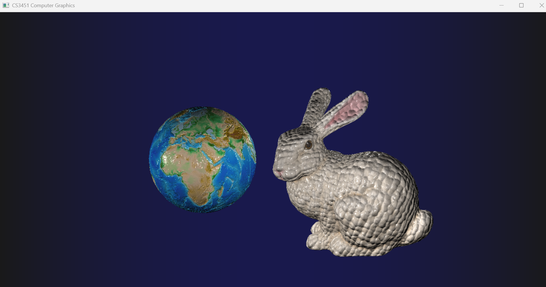 CS3451 — Textures: Earth globe and Stanford bunny with texture maps